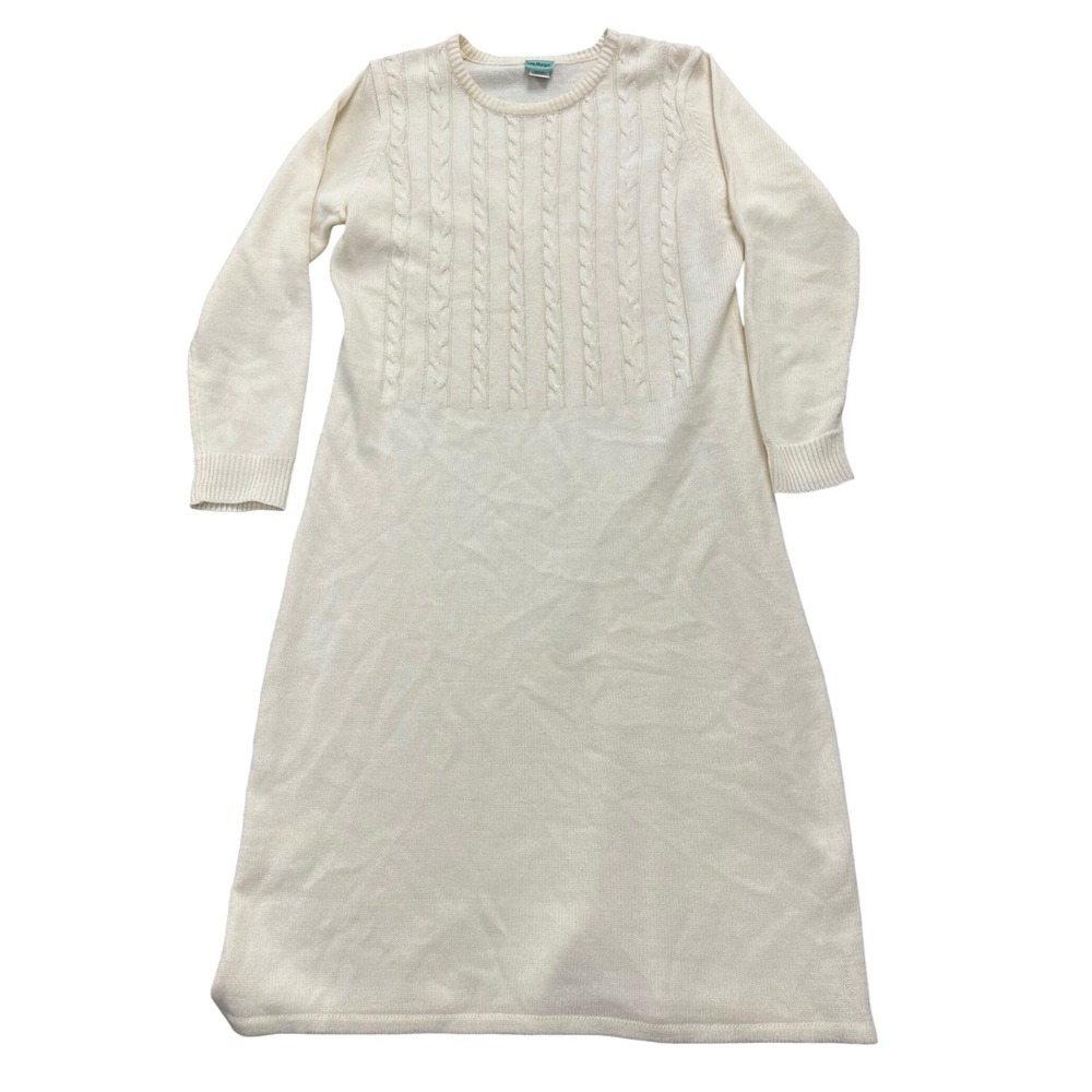 Sara Morgan Sweater Dress Womens Medium Cream‎ Cable Knit Long Sleeve G21 Ivory